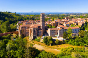 Vue de Rieux Volvestre et de sa cathédrale