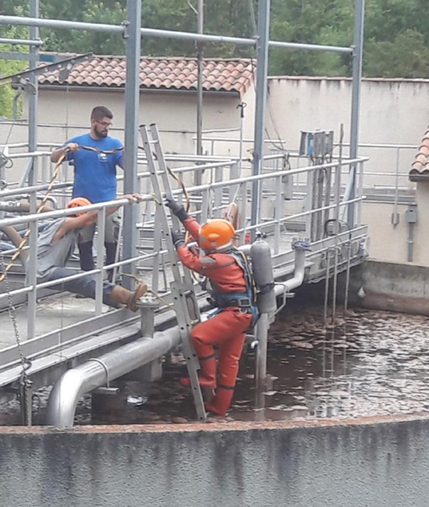 Maintenance du bassin de la station d'épuration de Nailloux